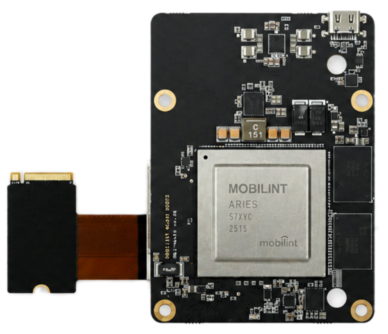 Mobilint ARIES NPU mounted on the MLA10 M.2 accelerator module, installed via the EC70A-HPT M.2 M-Key PCIe x4 slot
